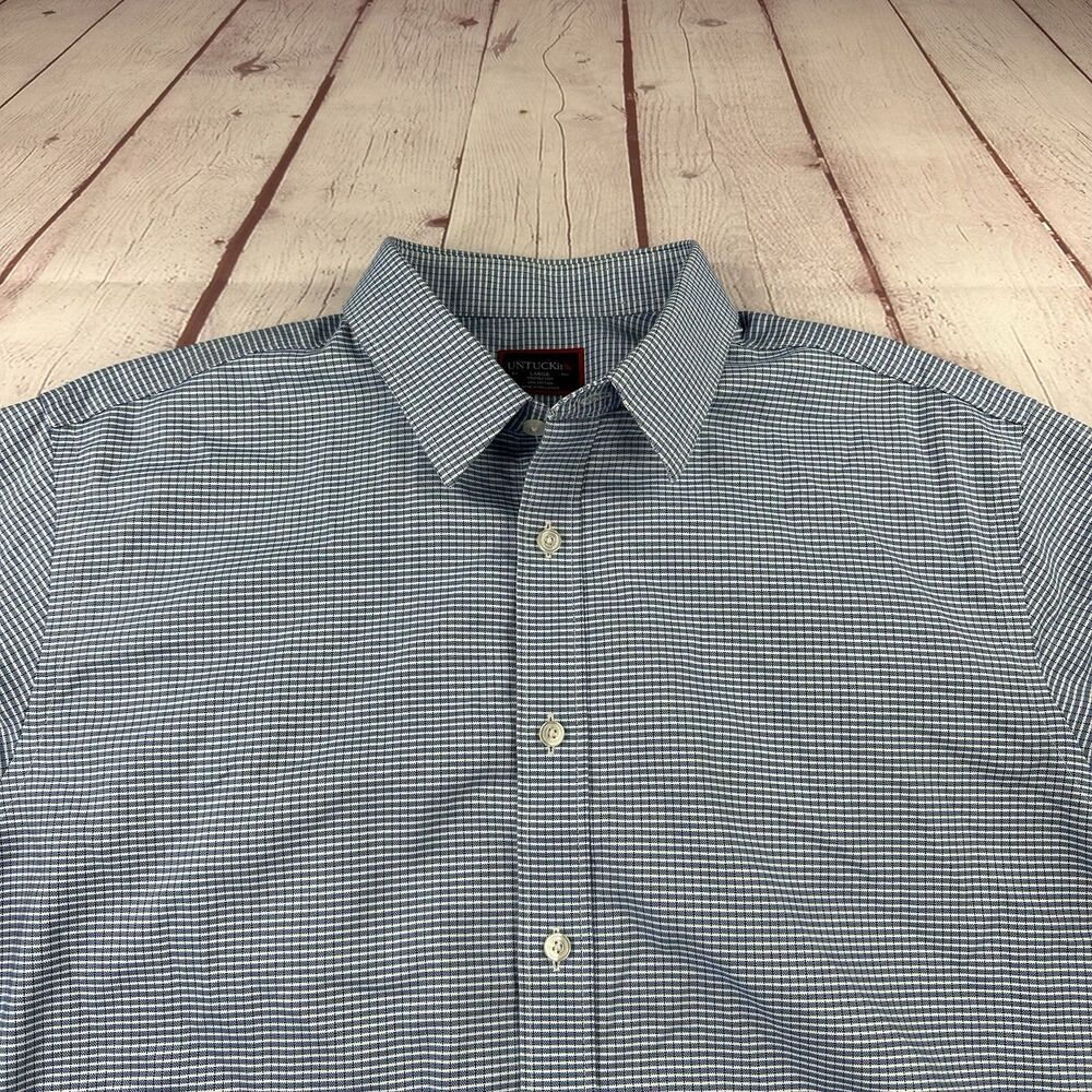 UNTUCKIT Wrinkle-Free Shirt Gingham Check Button Down Casual Mens Size L